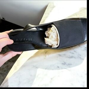 Avon Women's Black Slingback Sandals | Chunky Heel | Dress Shoe